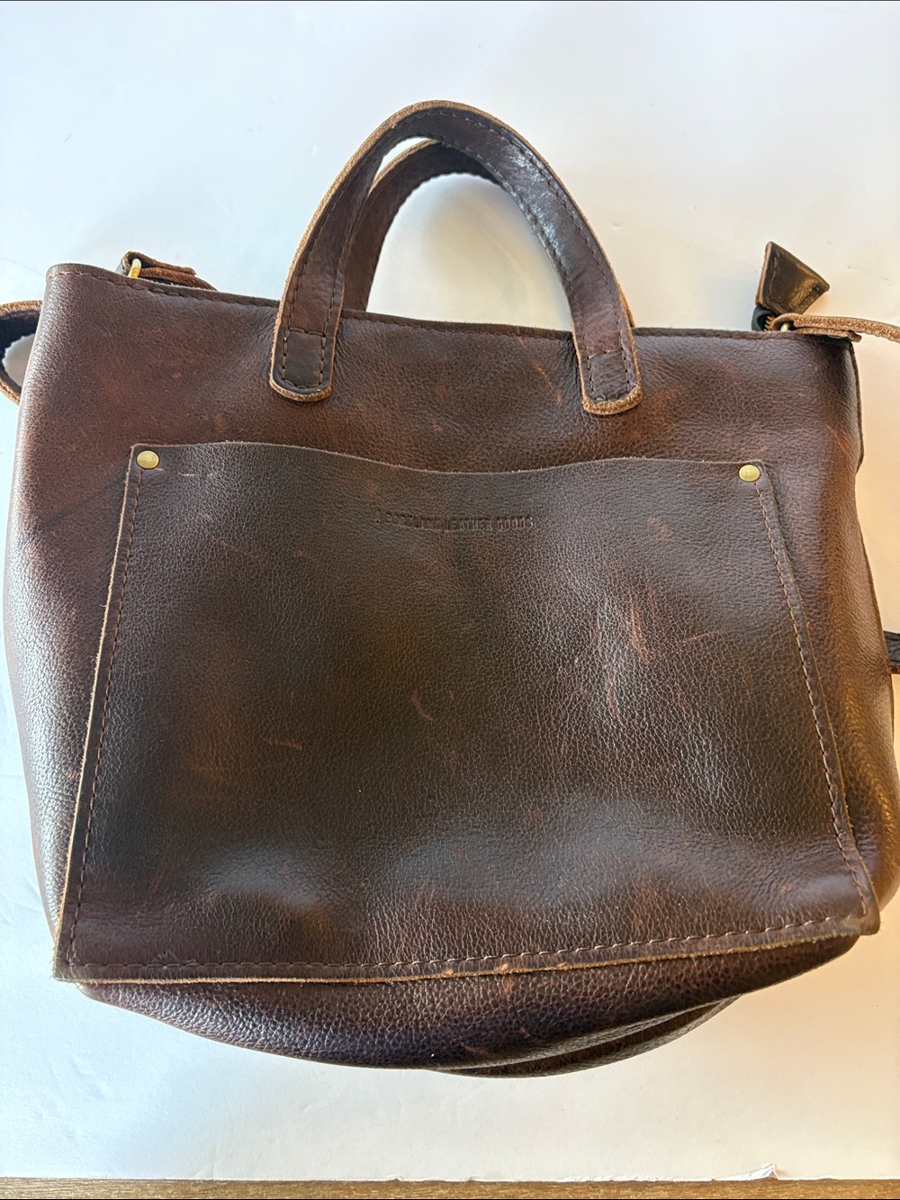 Portland Leather Dark Brown Leather Messenger Tote - Picture 2 of 10